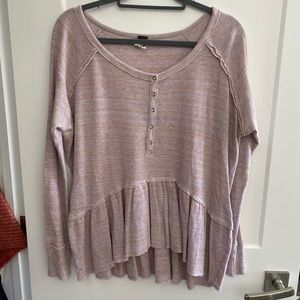 Free People Henley Hi Low Long Sleeve